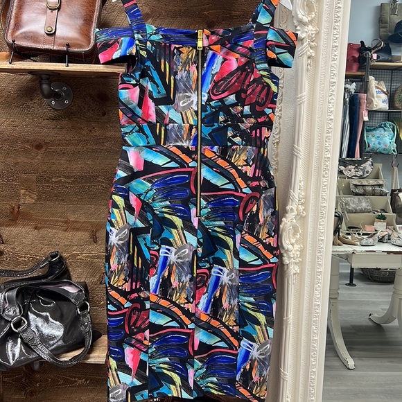 Nicole Miller Ruched Sheath Dress Size 8 - Picture 4 of 9